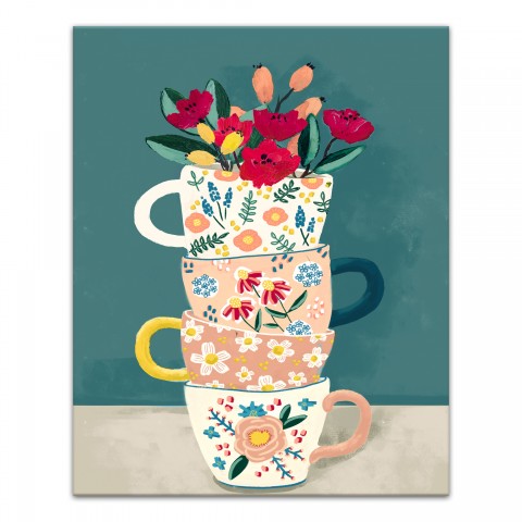 Floral Mugs 16x20 Canvas Wall Art