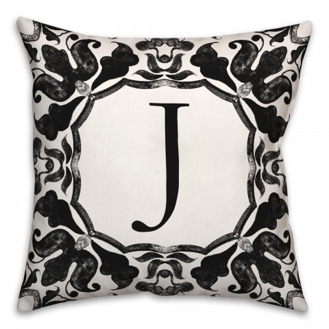 J Monogram 18x18 Indoor / Outdoor Pillow