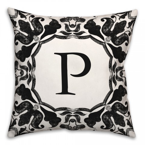 P Monogram 18x18 Indoor / Outdoor Pillow