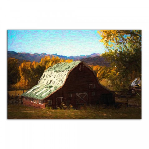 Brush Stroke Barn 30x20 Canvas Wall Art