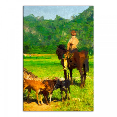 Cowboy on Horse 20x30 Canvas Wall Art