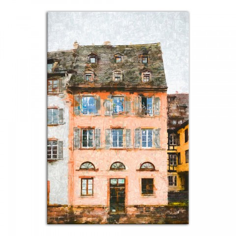 Peachy Pink House 20x30 Canvas Wall Art