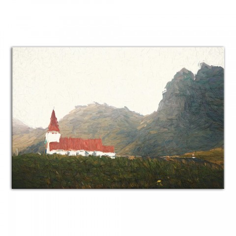 Red Roof Church 30x20 Canvas Wall Art