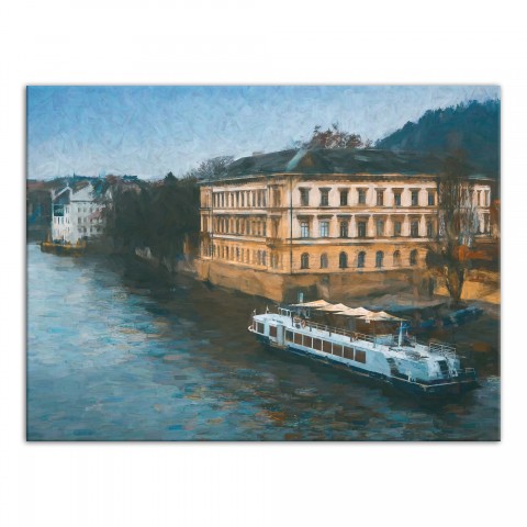 River Boat 24x18 Canvas Wall Art