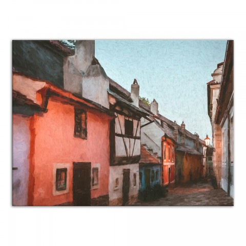 Colorful Town Alley 24x18 Canvas Wall Art