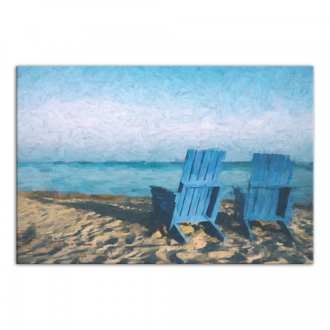 Blue Beach Chairs 24x16 Canvas Wall Art