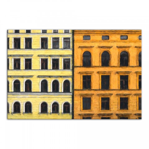Yellow Buildings 24x16 Canvas Wall Art
