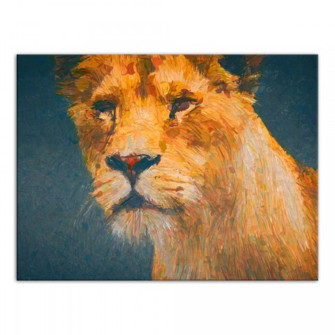 Navy and Gold Lioness 40x30 Canvas Wall Art