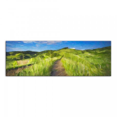Bright Green Landscape 36x12 Canvas Wall Art