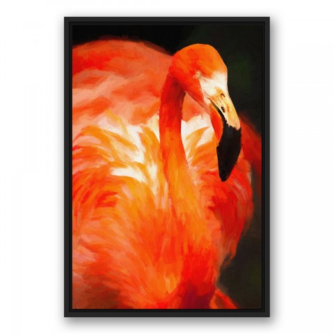Bright Flamingo 20x30 Black Floating Framed Canvas