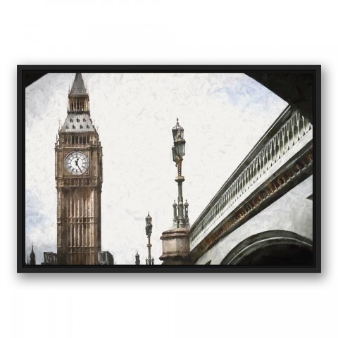 Big Ben 30x20 Black Floating Framed Canvas