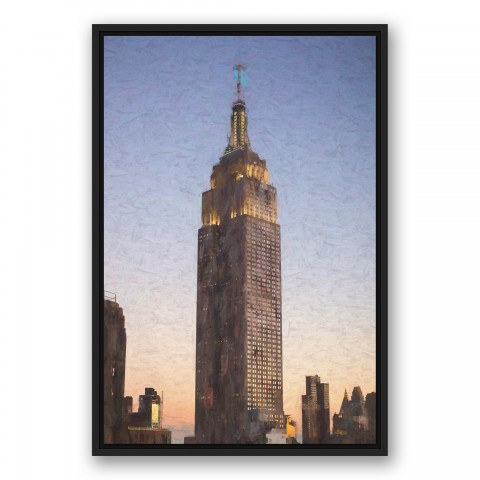 Sunset Building 20x30 Black Floating Framed Canvas