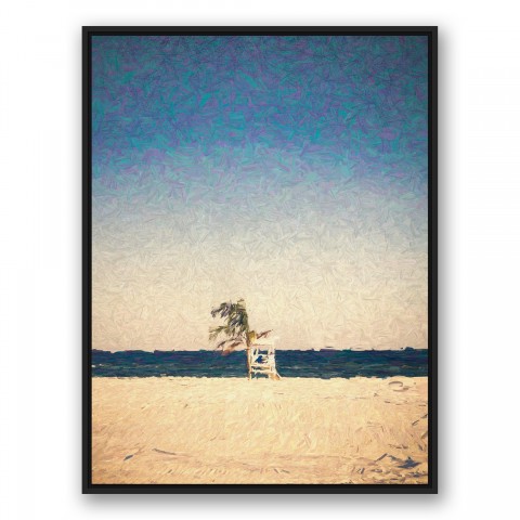 Abstract Beach 30x40 Black Floating Framed Canvas