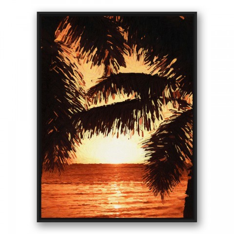 Coastal Sunset 30x40 Black Floating Framed Canvas