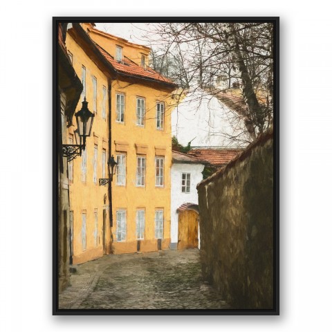 English Street 30x40 Black Floating Framed Canvas