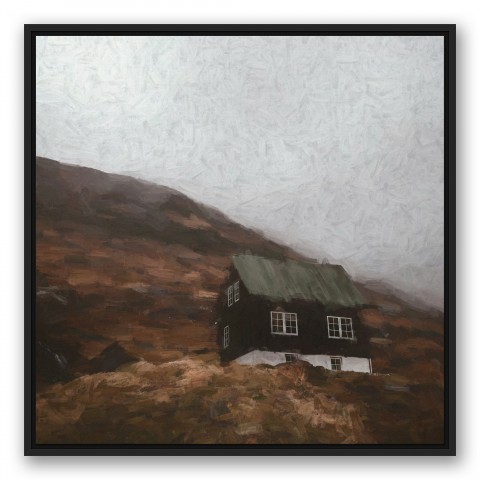 Gloomy Cabin 30x30 Black Floating Framed Canvas