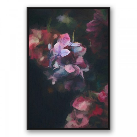 Dark Florals 32x48 Black Floating Framed Canvas