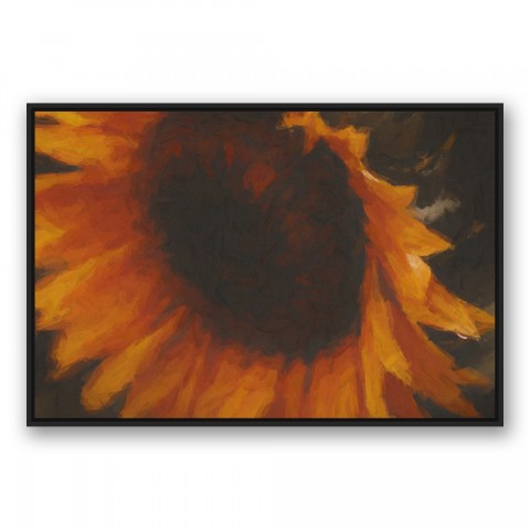 Dark Sunflower 48x32 Black Floating Framed Canvas