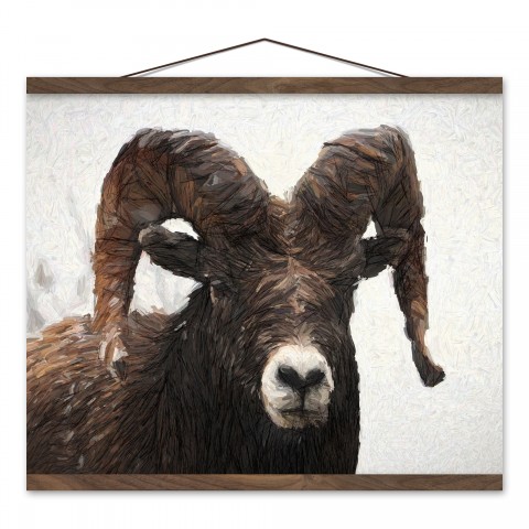 Brown Ram 16x20 Teak Hanging Canvas