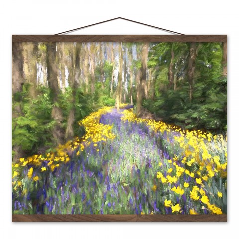 Lavendar and Yellow Path 16x20 Teak Hanging Canvas