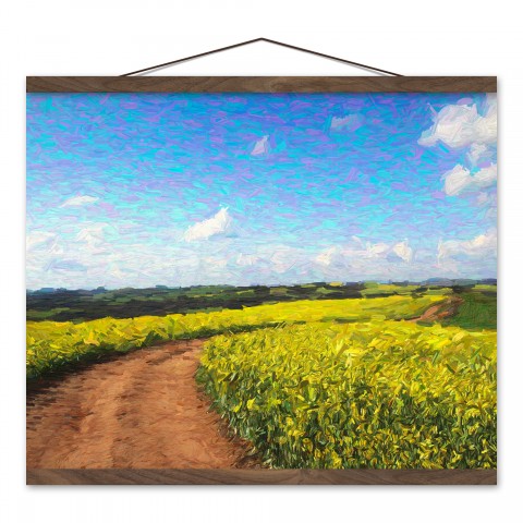 Rural Landscape 16x20 Teak Hanging Canvas