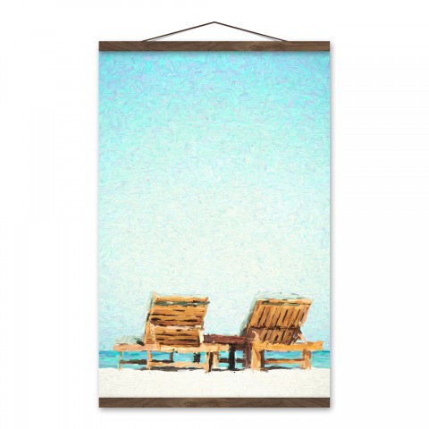 Two Beach Chairs 16x24 Teak Hanging Canvas