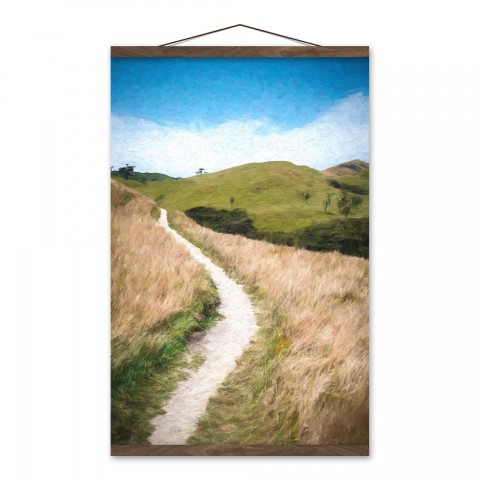 Grassy Path 16x24 Teak Hanging Canvas