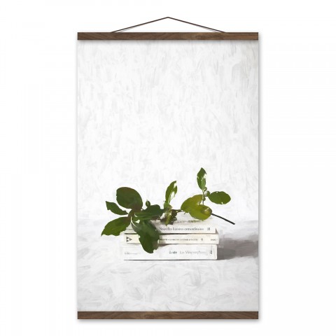 Book Stack 16x24 Teak Hanging Canvas