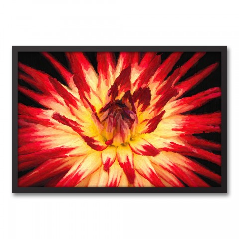 Fiery Flower 30x20 Black Framed Canvas