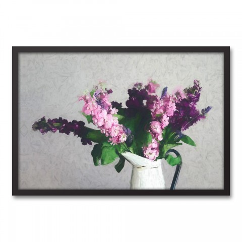 Lavendar Bouquet 30x20 Black Framed Canvas