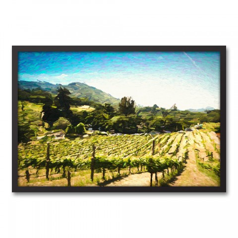 Bright Vineyard 30x20 Black Framed Canvas