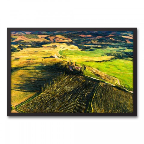 Painted Farmland 30x20 Black Framed Canvas