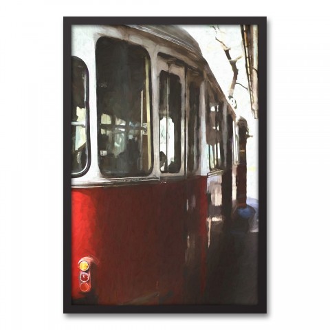 Red Trolley 20x30 Black Framed Canvas