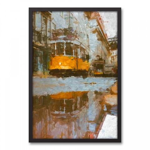 Yellow Trolley 20x30 Black Framed Canvas