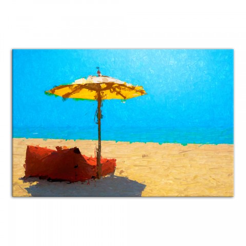 Bright Beach Umbrella 30x20 Canvas Wall Art