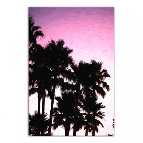 Purple Palm Tree Sunset 20x30 Canvas Wall Art