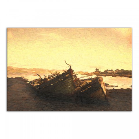 Golden Boats 30x20 Canvas Wall Art