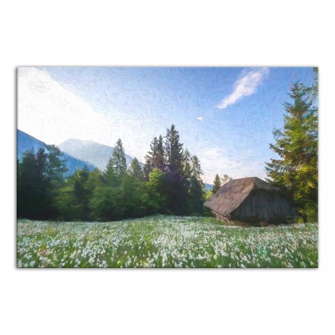 Mountain Cabin 30x20 Canvas Wall Art