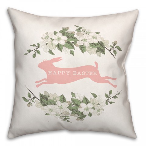 Floral Hare 18x18 Spun Poly Pillow