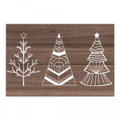 Doodle Trees on Wood 20x16 Canvas Wall Art