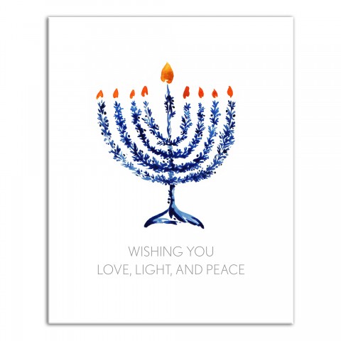 Love Light and Peace Menorah 16x20 Canvas Wall Art