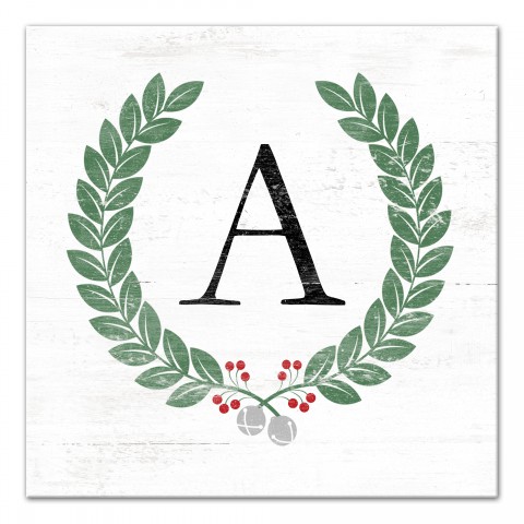 Monogram Wreath 16x16 Personalized Canvas Wall Art