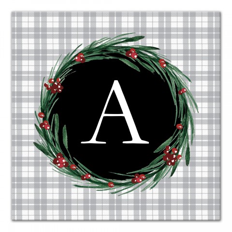 Plaid Monogram 16x16 Personalized Canvas Wall Art