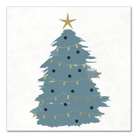 Blue and Gold Tree 16x16 Canvas Wall Art