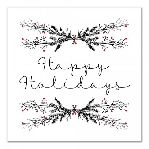 Happy Holidays Branches 20x20 Canvas Wall Art