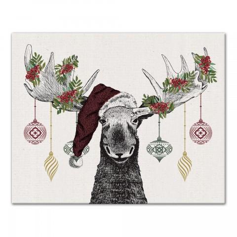 Christmas Moose 20x16 Canvas Wall Art