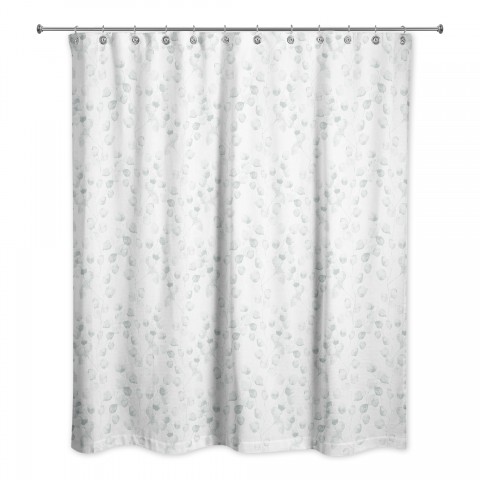 Soft Blue Eucalyptus Pattern 71x74 Shower Curtain
