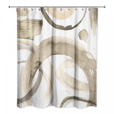 Beige Abstract Circles 71x74 Shower Curtain