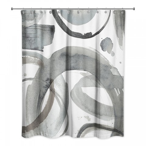 Gray Abstract Circles 71x74 Shower Curtain