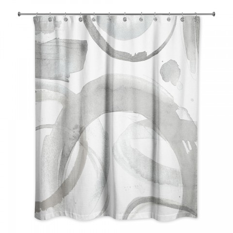 Light Gray Abstract Circles 71x74 Shower Curtain